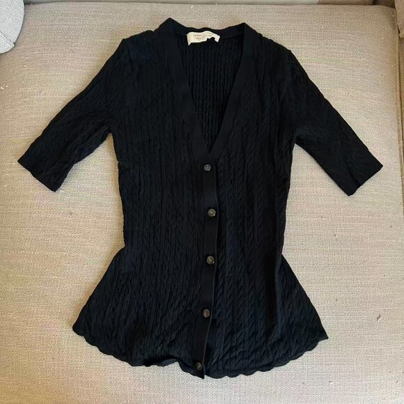 BEST Sezane Lisie Jumper Cardigan Black Noir French Knit - Picture 3 of 7